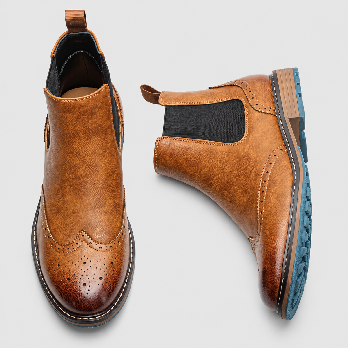 Godric | Men’s Brogue Chelsea Boots — product detail 3