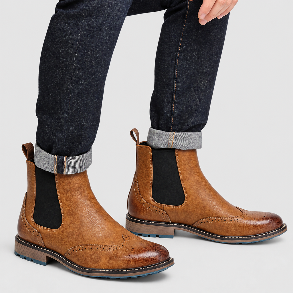 Godric | Men’s Brogue Chelsea Boots — product detail 4