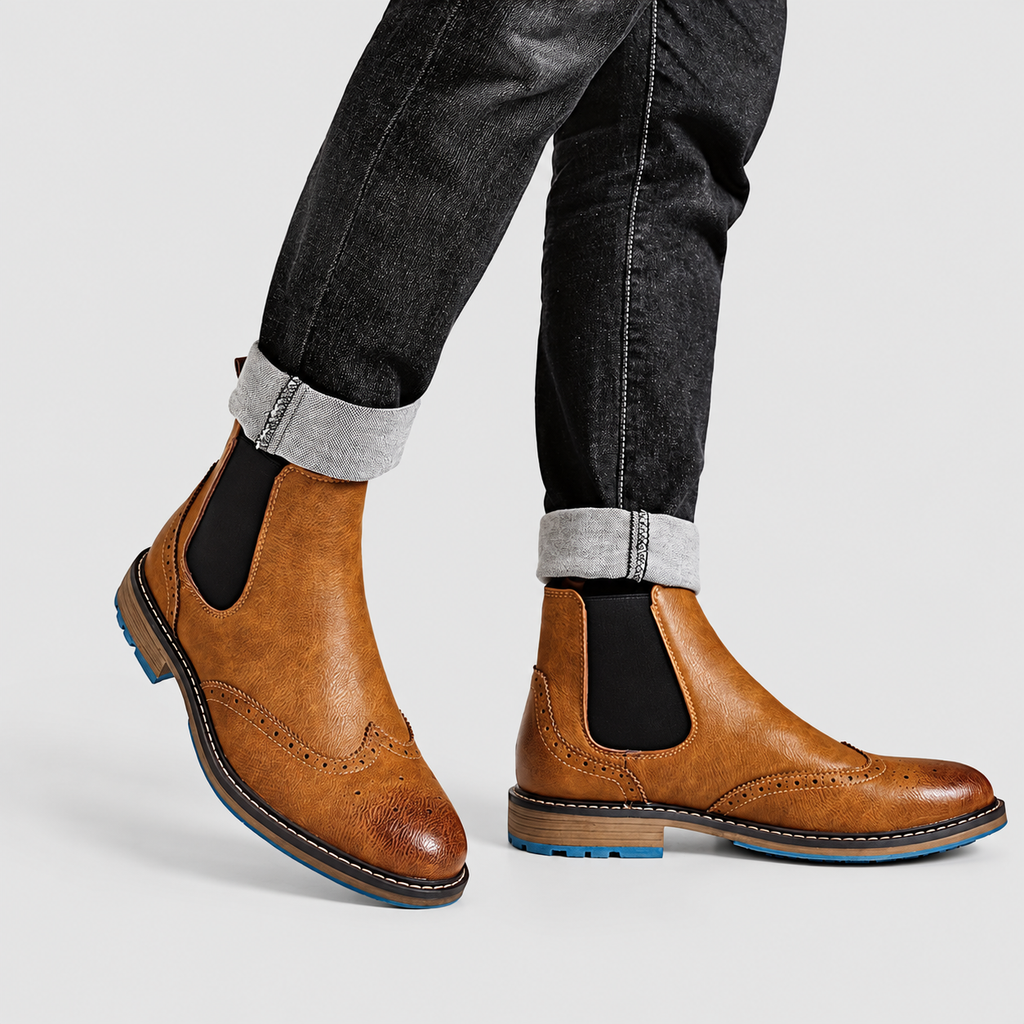 Godric | Men’s Brogue Chelsea Boots — product detail 8