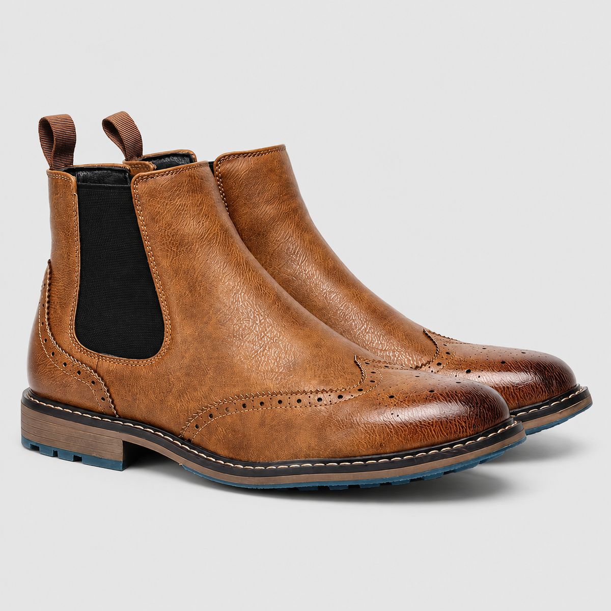 Godric | Men’s Brogue Chelsea Boots — Brown