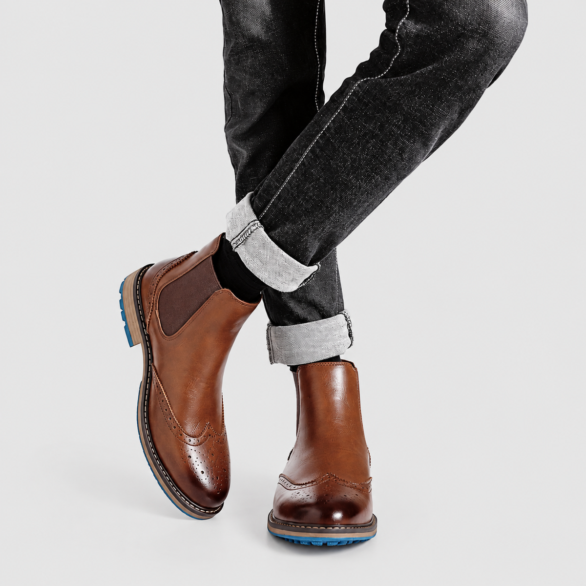 Godric | Men’s Brogue Chelsea Boots — product detail 10