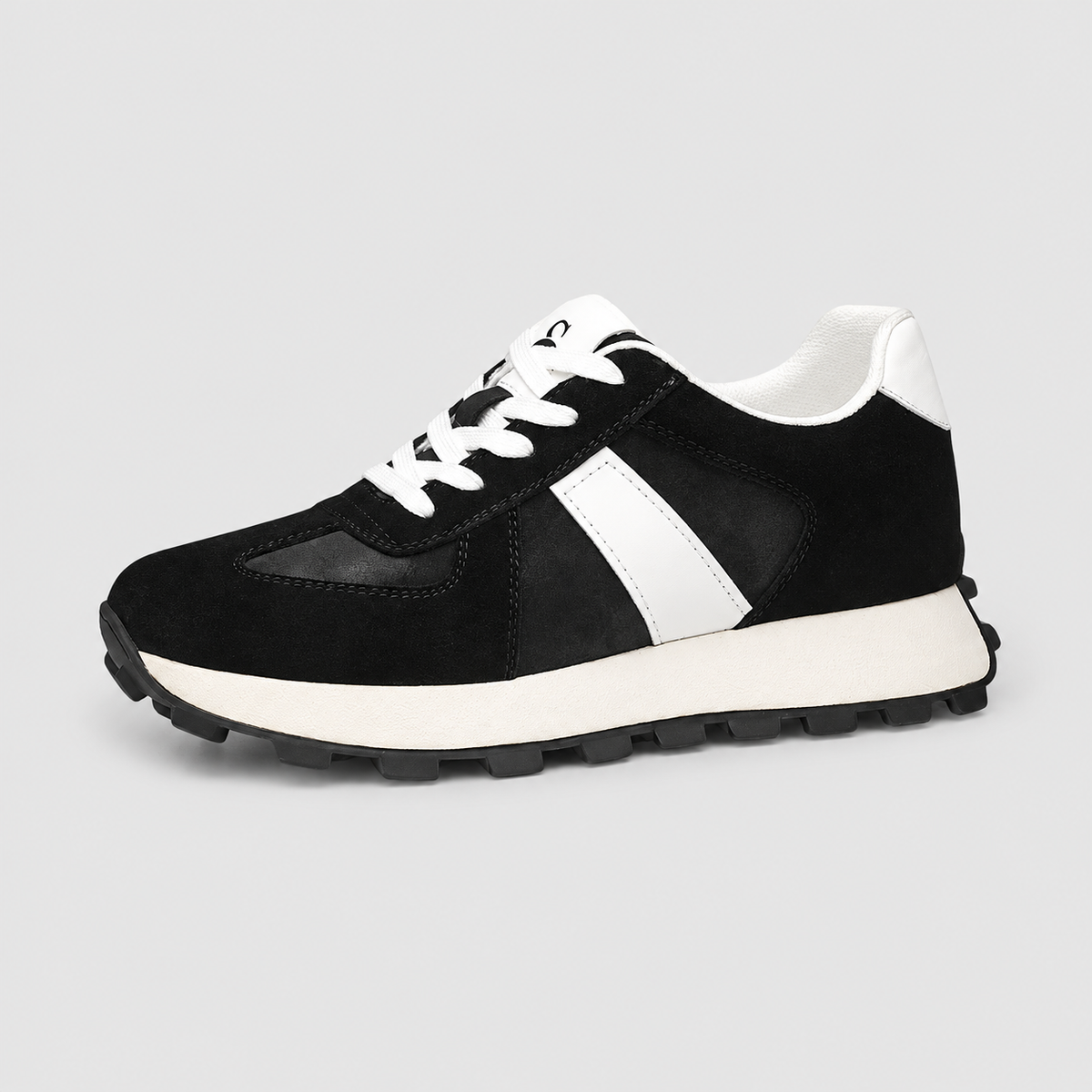 Graciana | Women’s Lace-Up Panelled Sneakers — Black