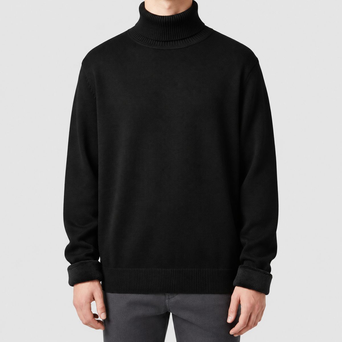 Graham | Men’s Casual Turtleneck Pullover — Black