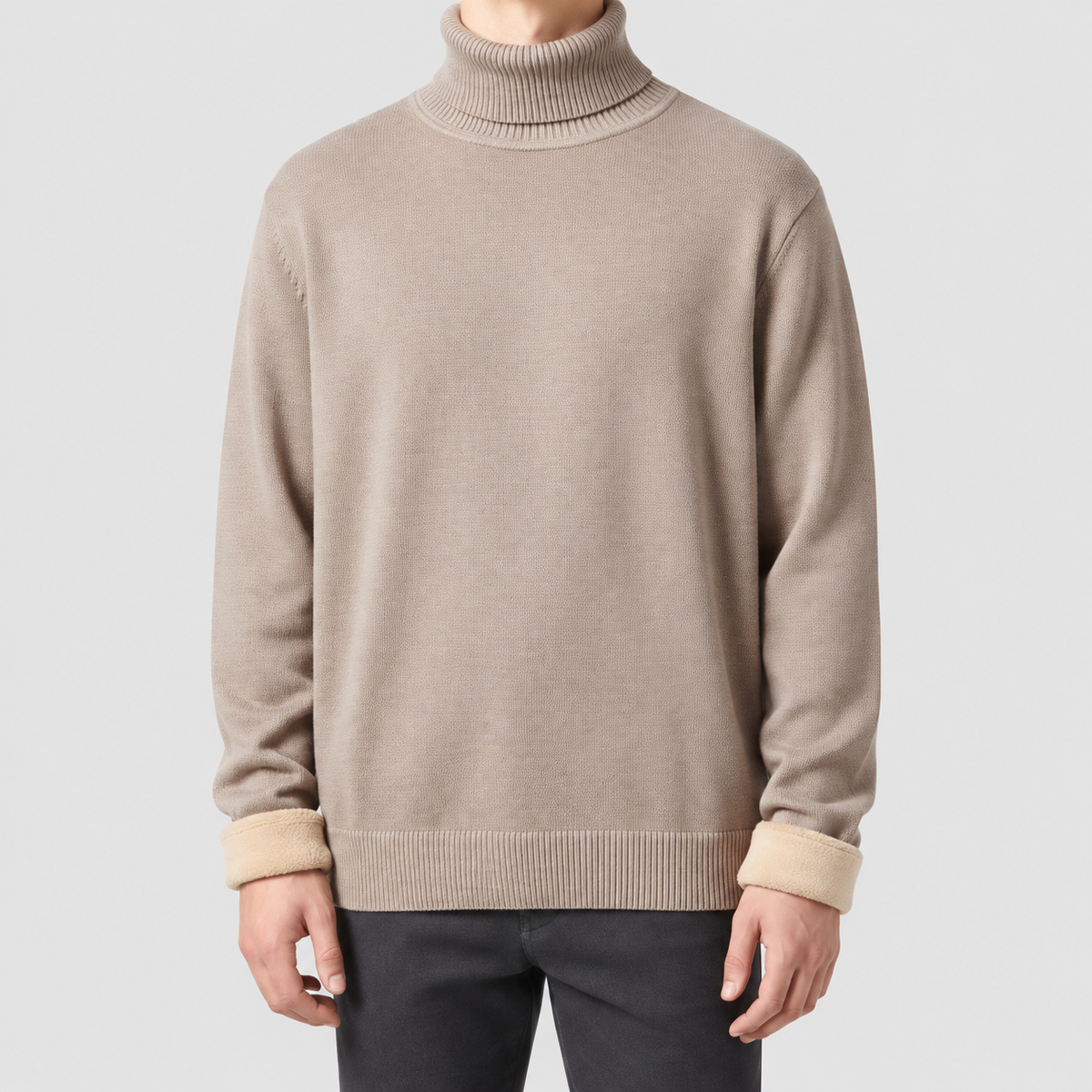 Graham | Men’s Casual Turtleneck Pullover — Beige