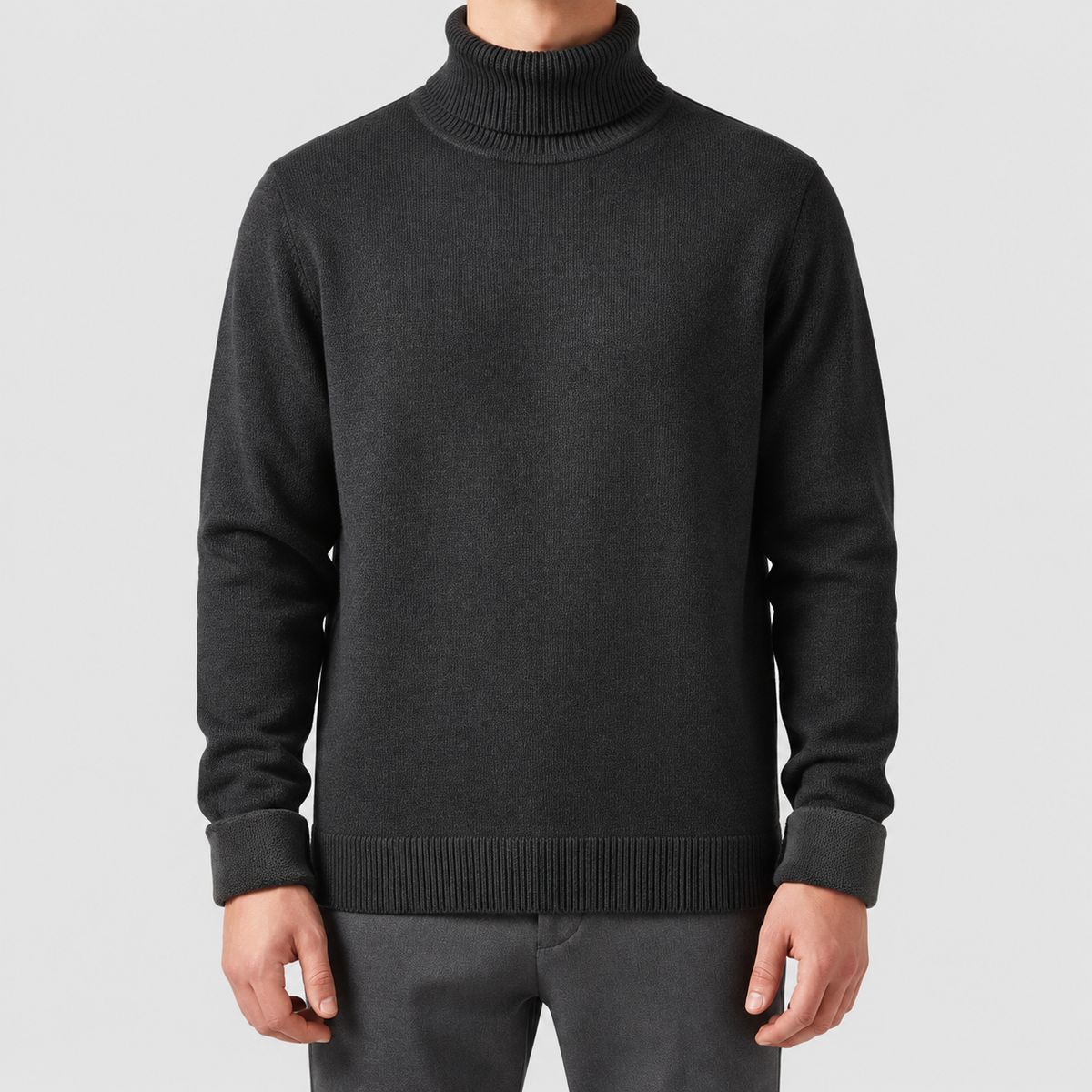 Graham | Men’s Casual Turtleneck Pullover — Dark Grey