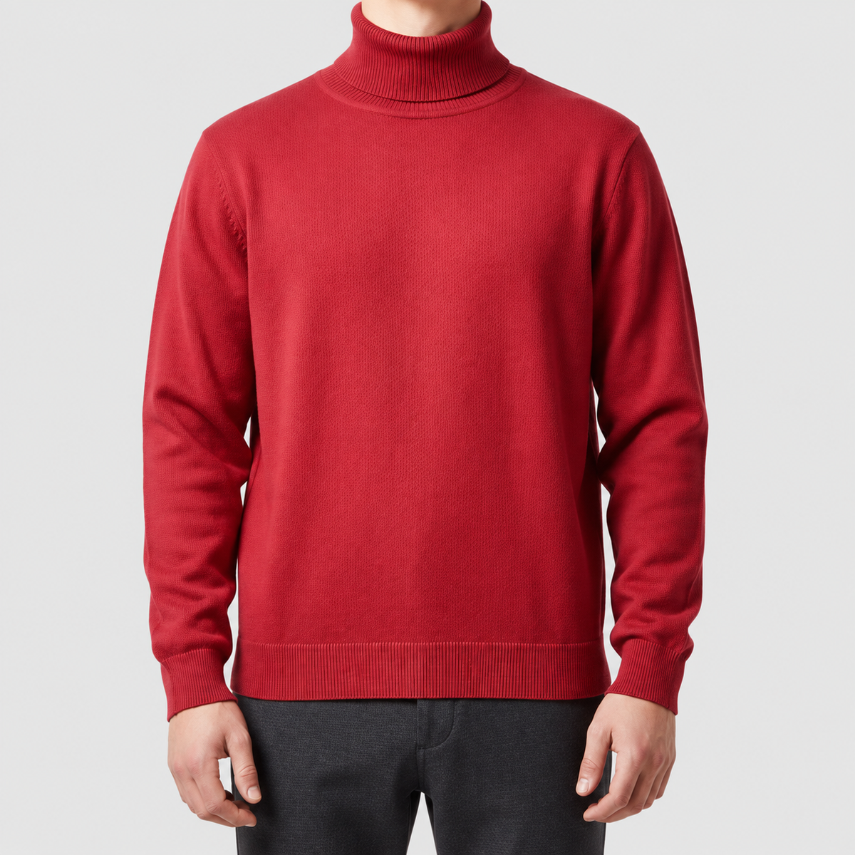 Graham | Men’s Casual Turtleneck Pullover — Red