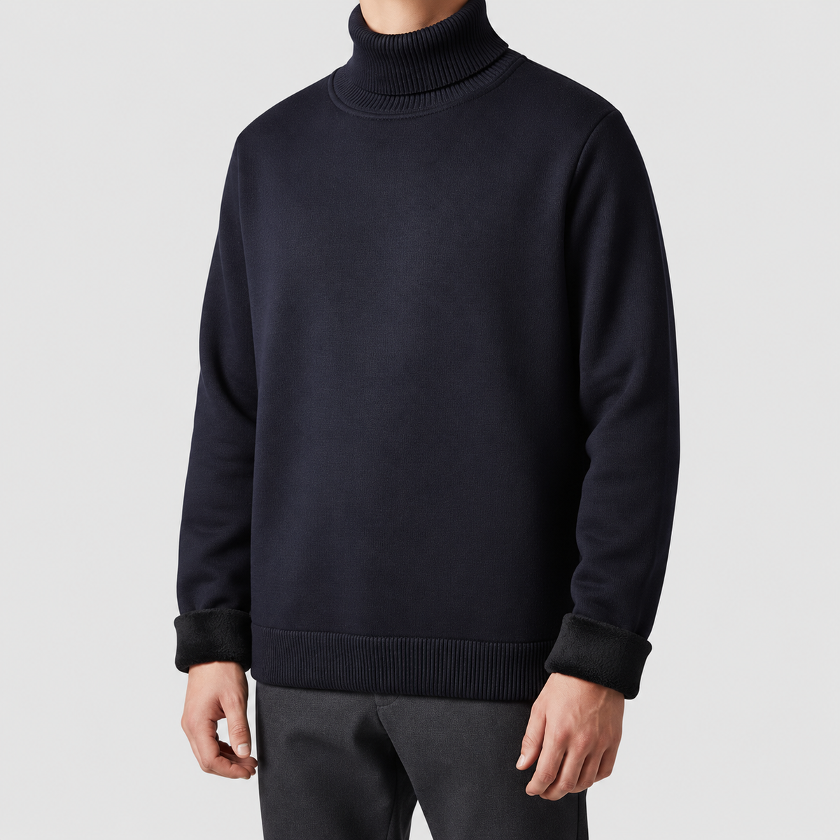 Graham | Men’s Casual Turtleneck Pullover — Navy Blue