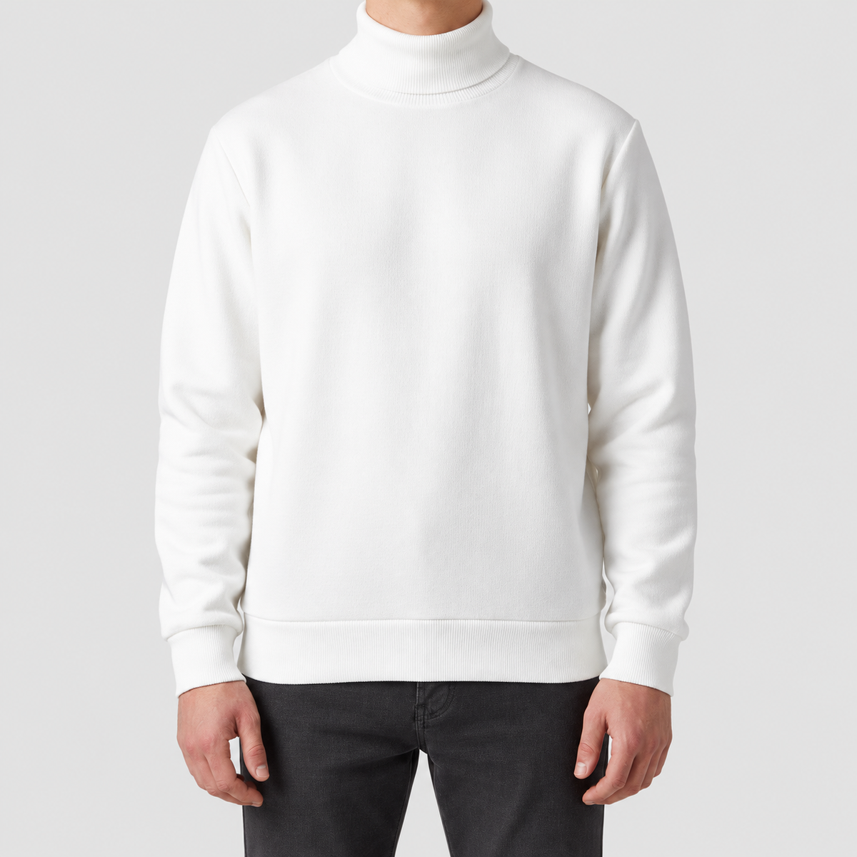Graham | Men’s Casual Turtleneck Pullover — White