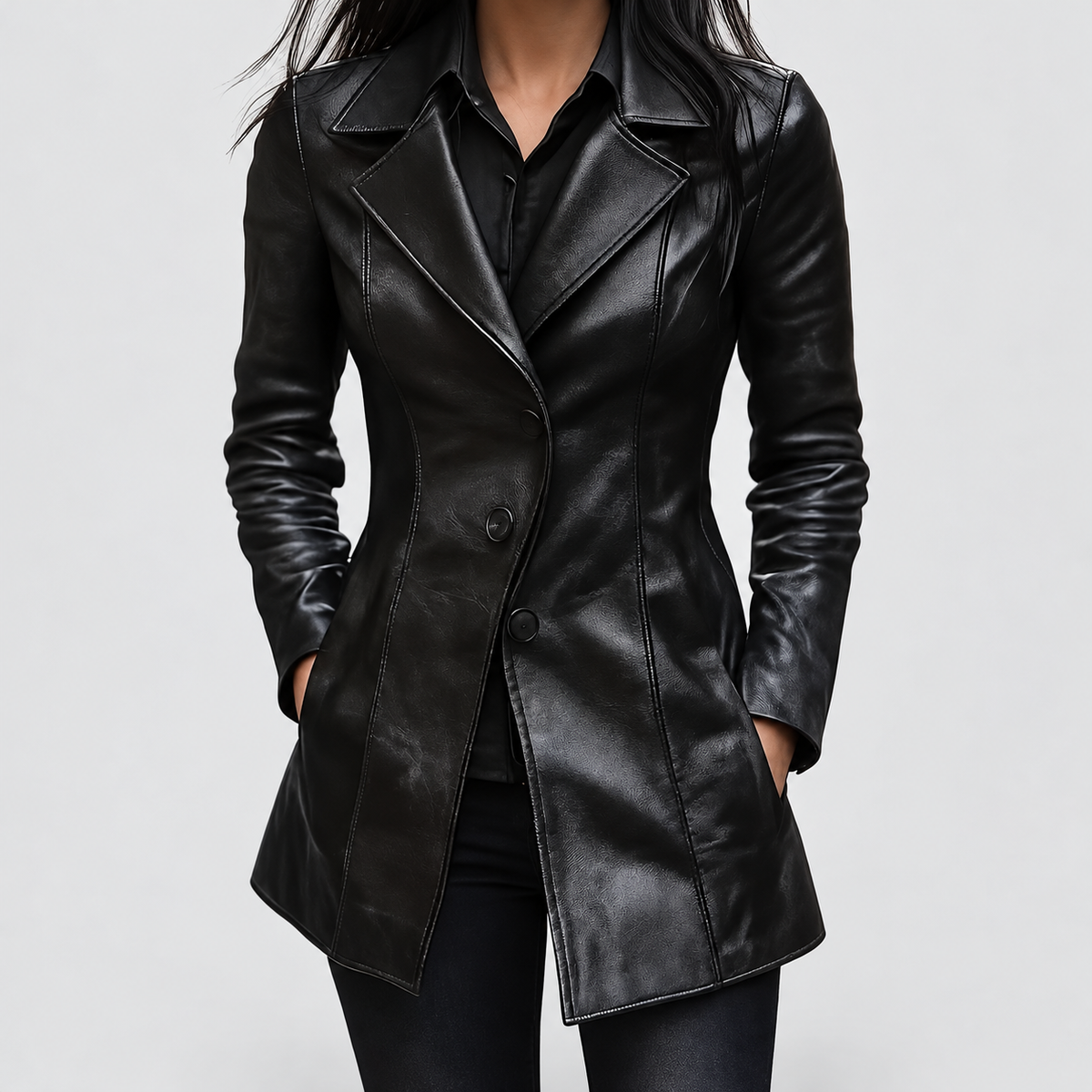 Grazielle | Women’s Tailored Mid-Length Coat — product detail 2