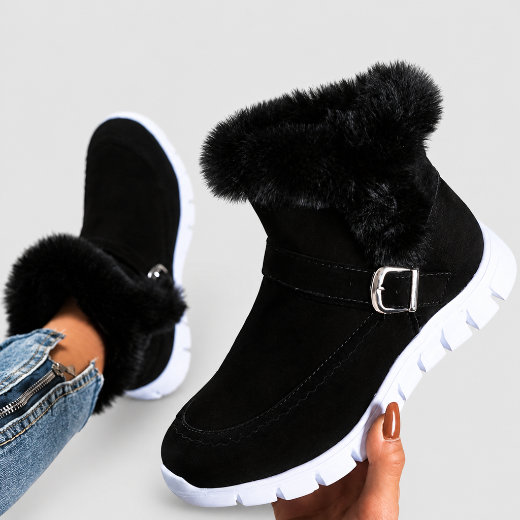 Greta | Women’s Plush-Trim Winter Boots — Black