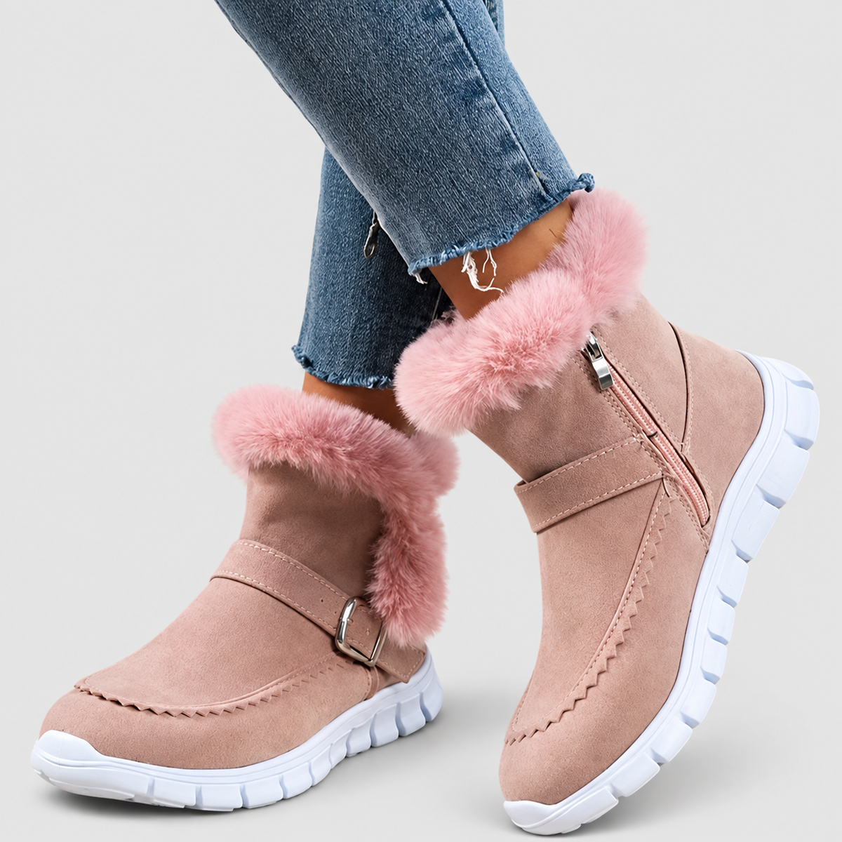Greta | Women’s Plush-Trim Winter Boots — Pink