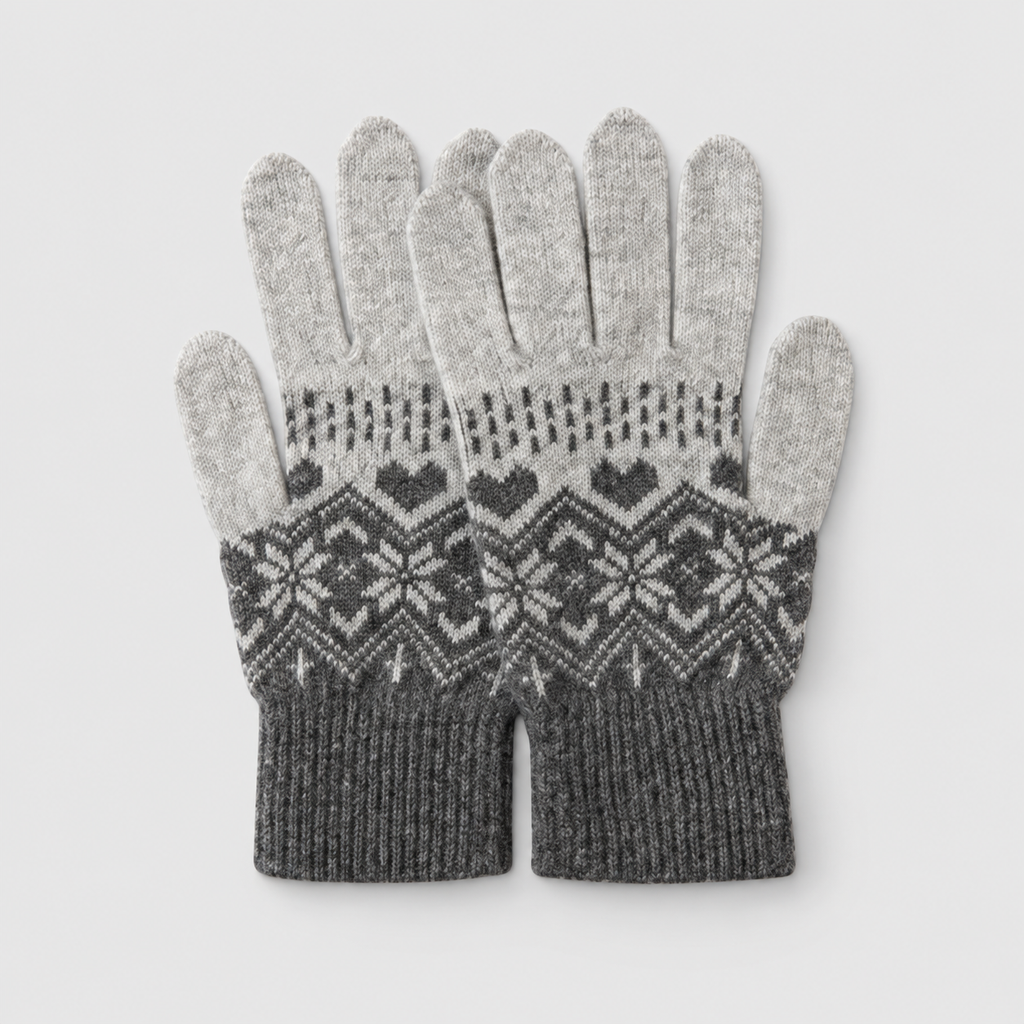 Gretel | Women’s Snowflake-Pattern Knit Gloves — product detail 5