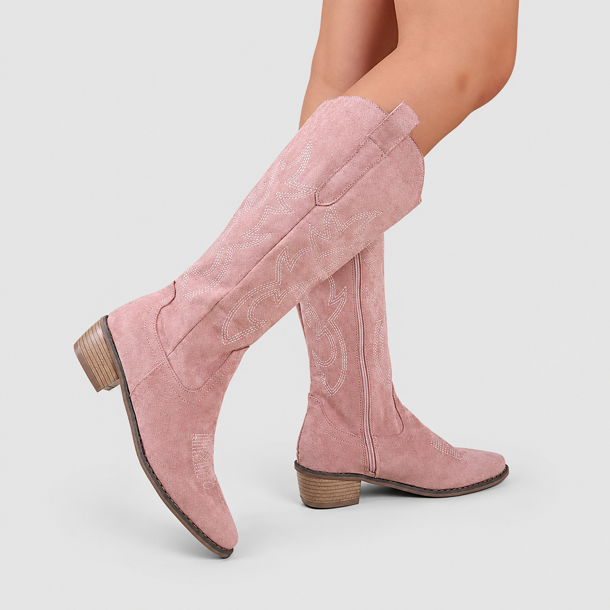 Gwendolen | Women’s Embroidered Western Boots — Pink