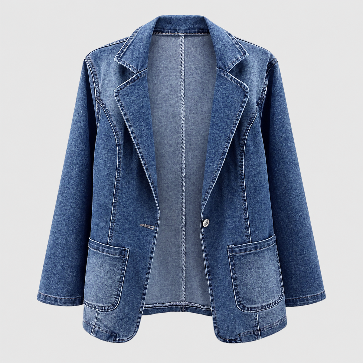 Gwendolyn | Women’s Denim-Look Notched-Lapel Jacket — product detail 1