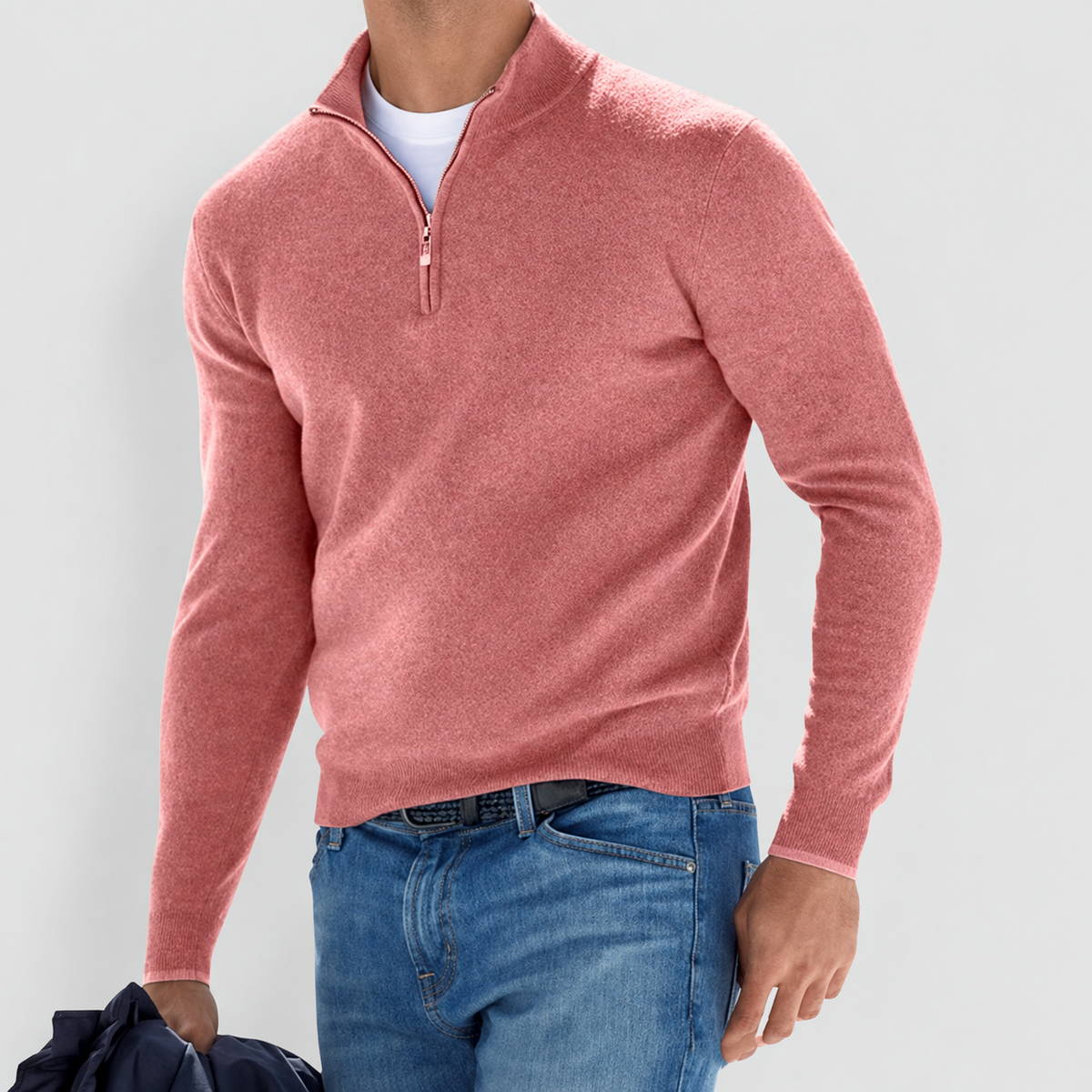 Hadrian | Men’s Half-Zip Pullover Sweater — Pink