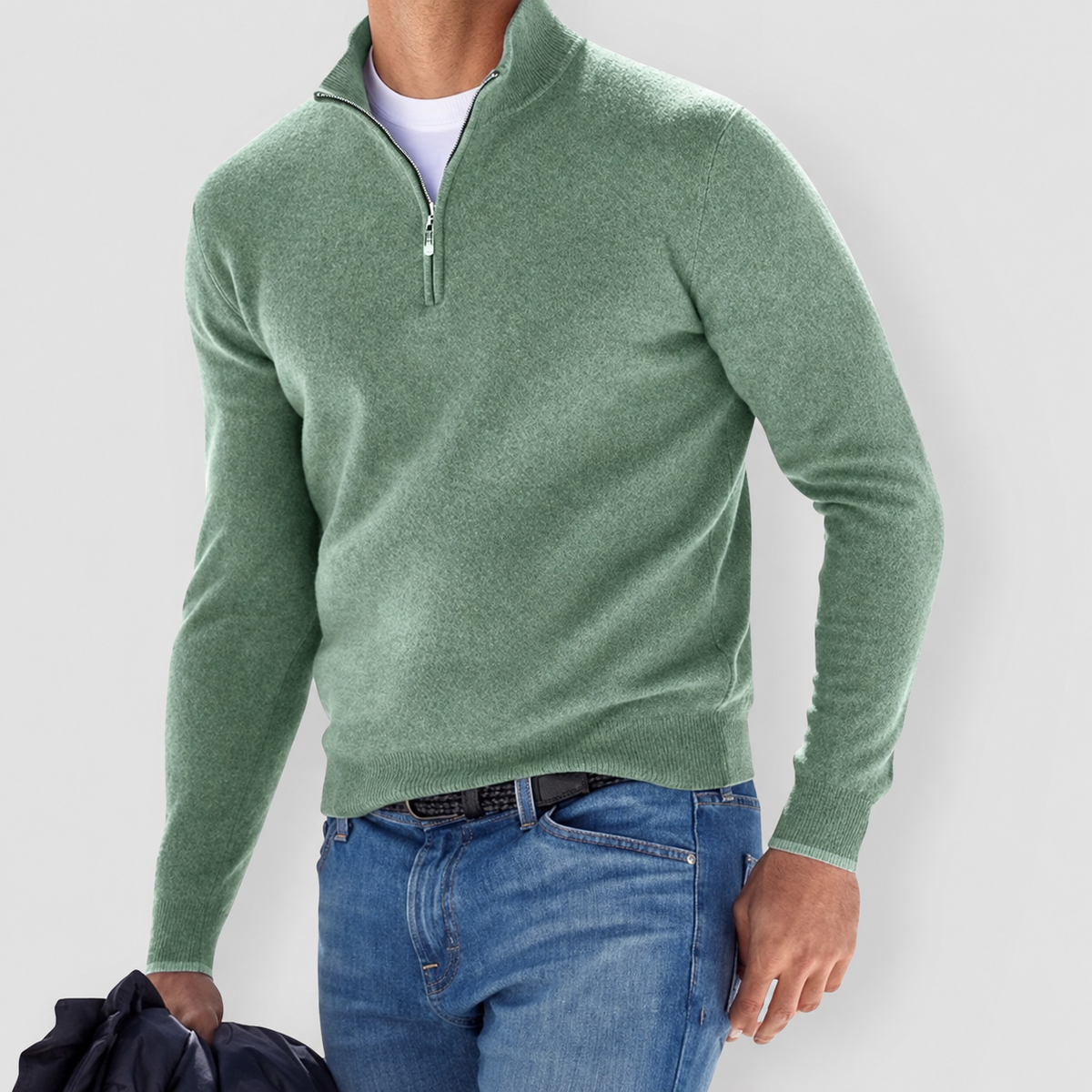 Hadrian | Men’s Half-Zip Pullover Sweater — Green