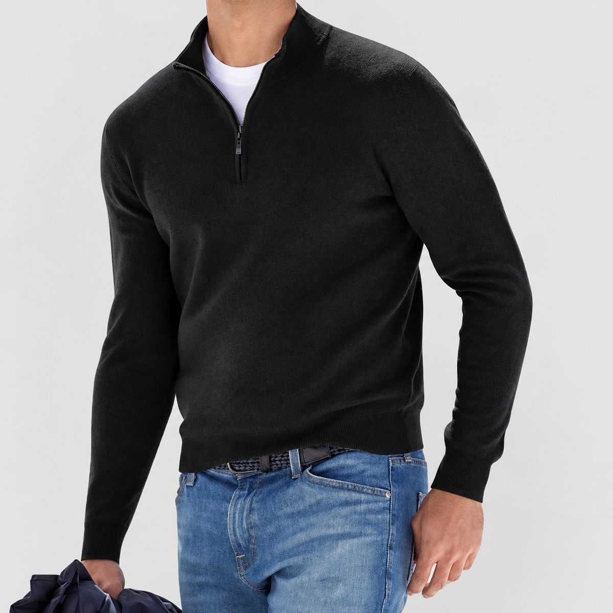 Hadrian | Men’s Half-Zip Pullover Sweater — Black