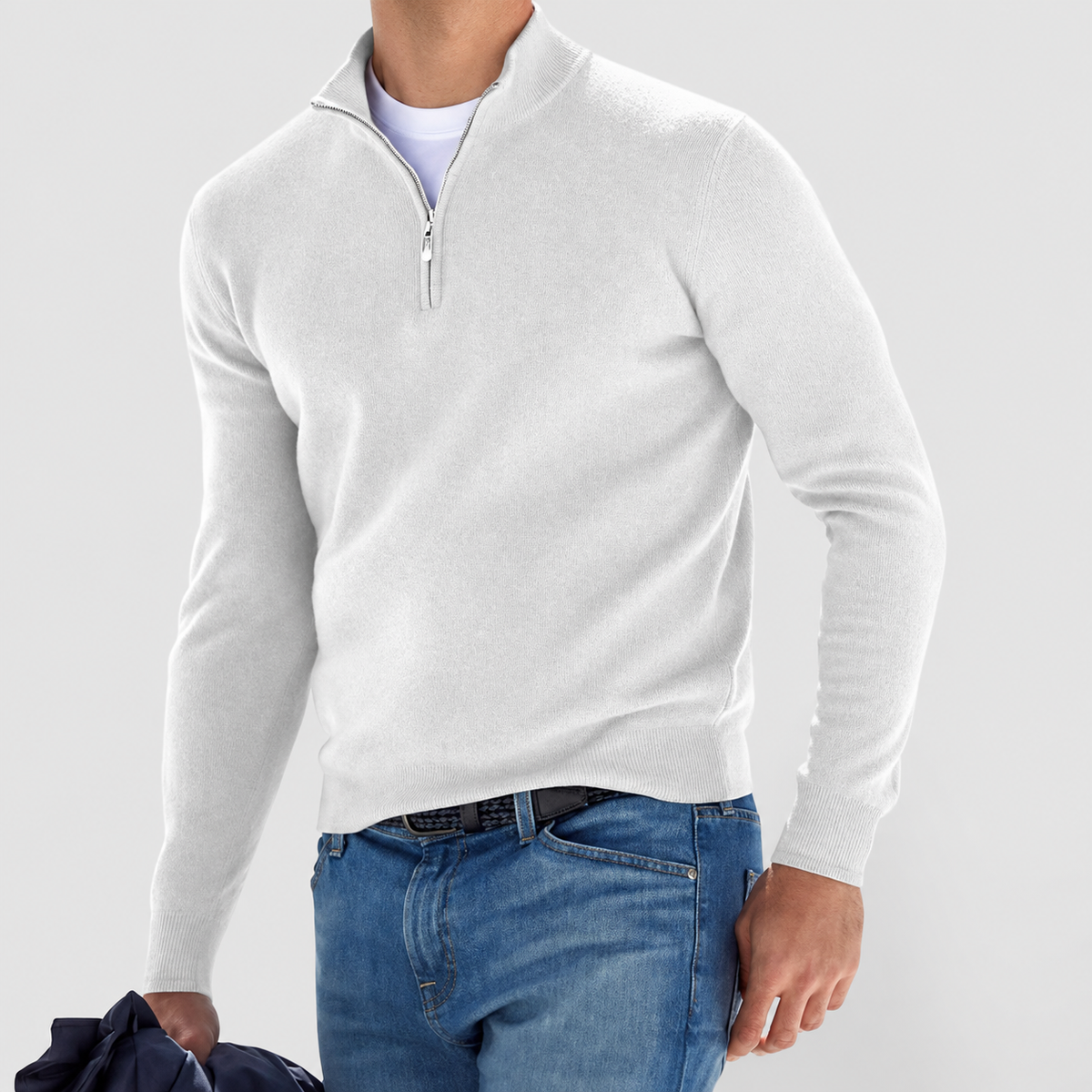Hadrian | Men’s Half-Zip Pullover Sweater — White