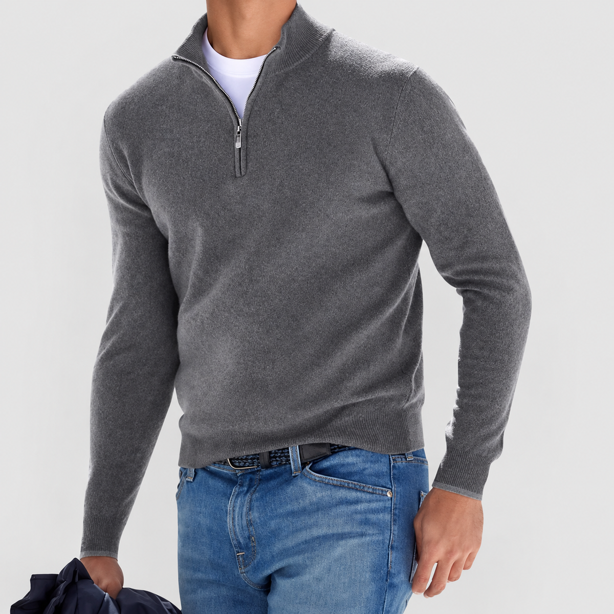 Hadrian | Men’s Half-Zip Pullover Sweater — Grey
