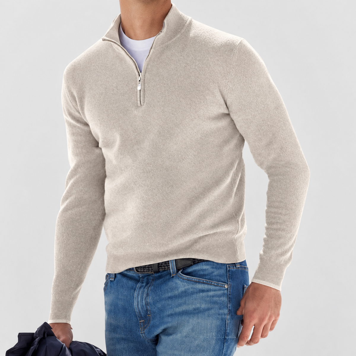 Hadrian | Men’s Half-Zip Pullover Sweater — Beige