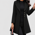 Hannelise | Women’s Tailored Coat with Lapel Collar — Black