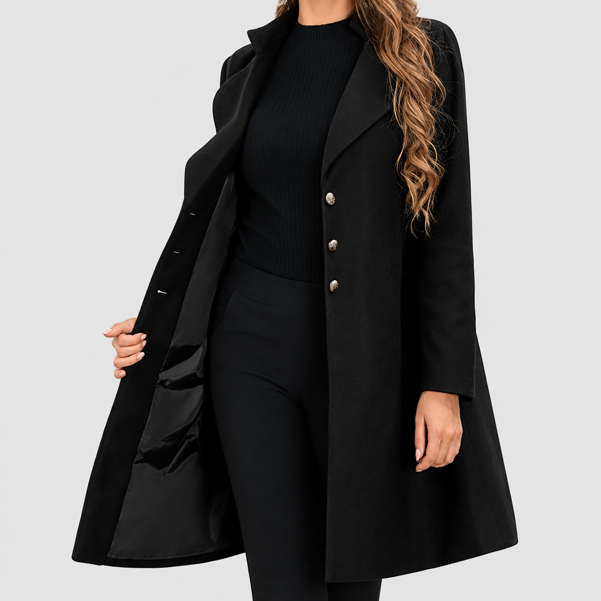 Hannelise | Women’s Tailored Coat with Lapel Collar — product detail 6
