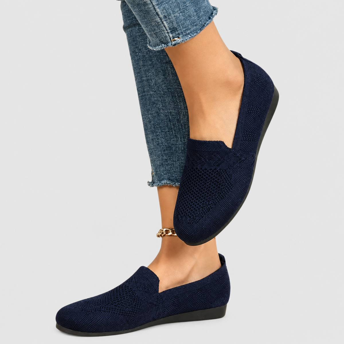 Hannelore | Women’s Textured Knit Slip-On Loafers — product detail 1