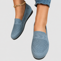 Hannelore | Women’s Textured Knit Slip-On Loafers — Blue