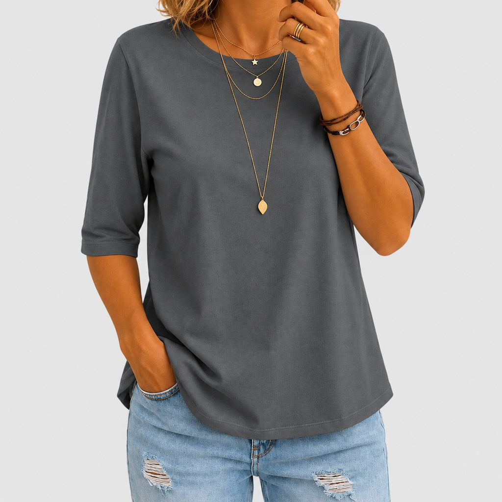 Harriella | Women’s Relaxed Half-Sleeve T-Shirt — Grey