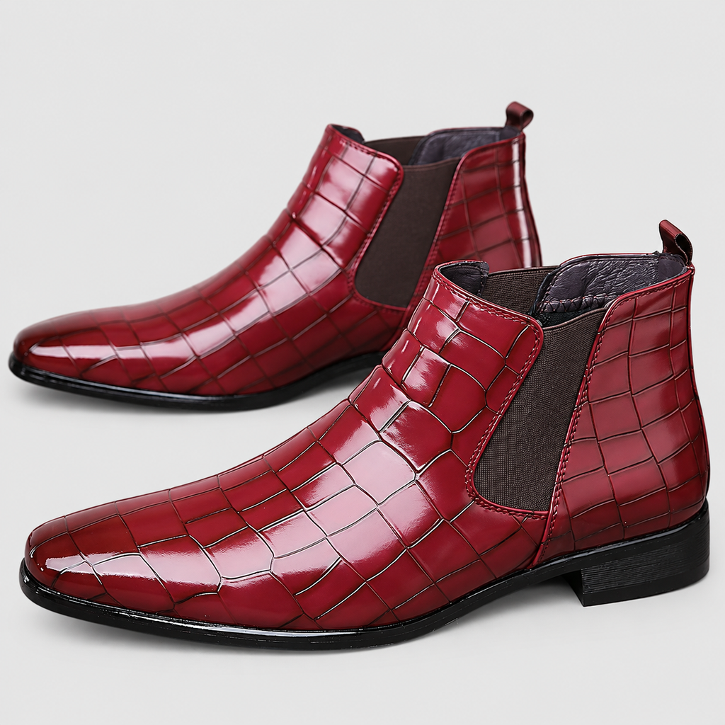 Harwin | Men’s Croc-Embossed Chelsea Boots — product detail 10