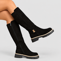 Hattie | Women’s Faux-Suede Knee-High Boots — Black