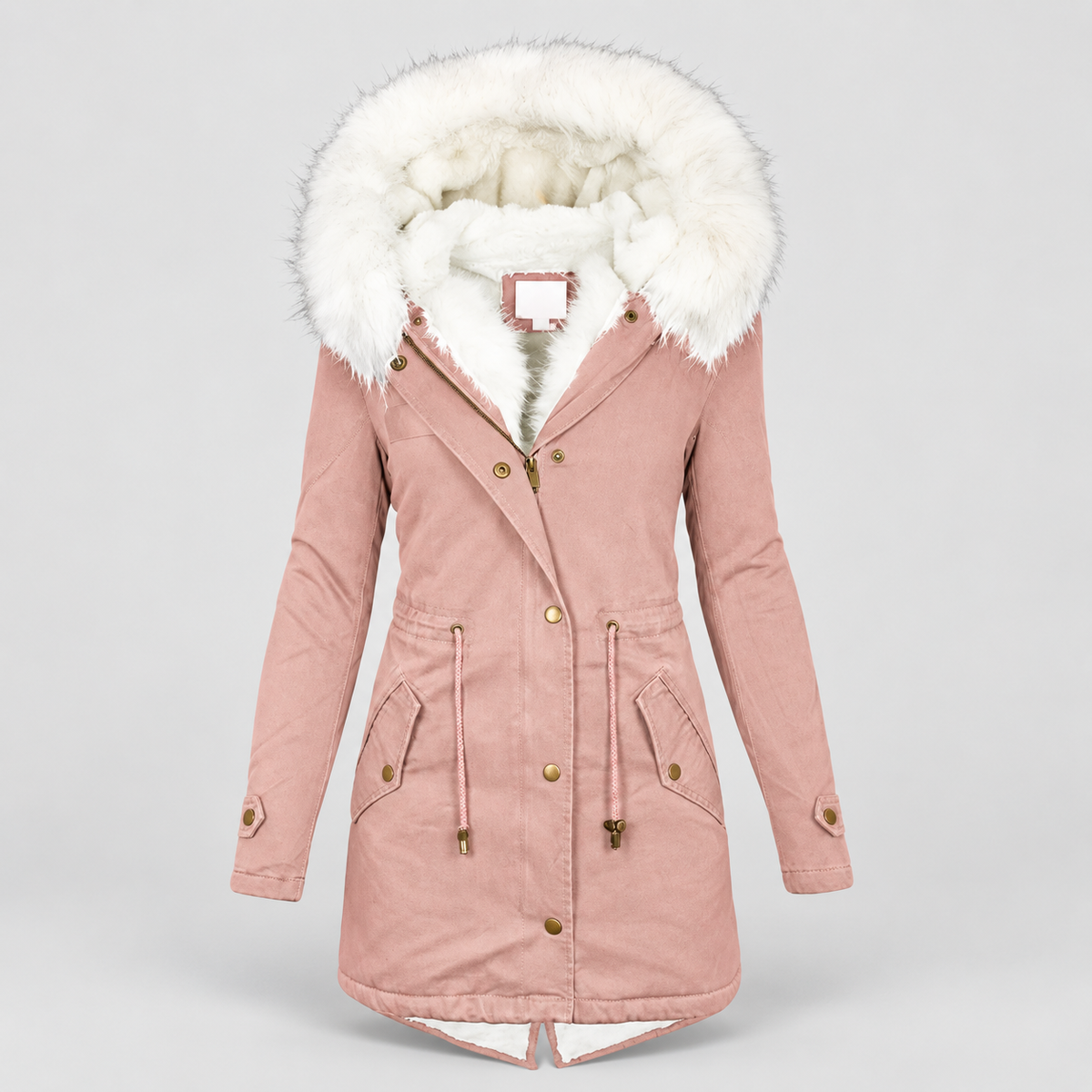Heloise | Women’s Faux-Fur-Hooded Fleece-Lined Parka Coat — Pink