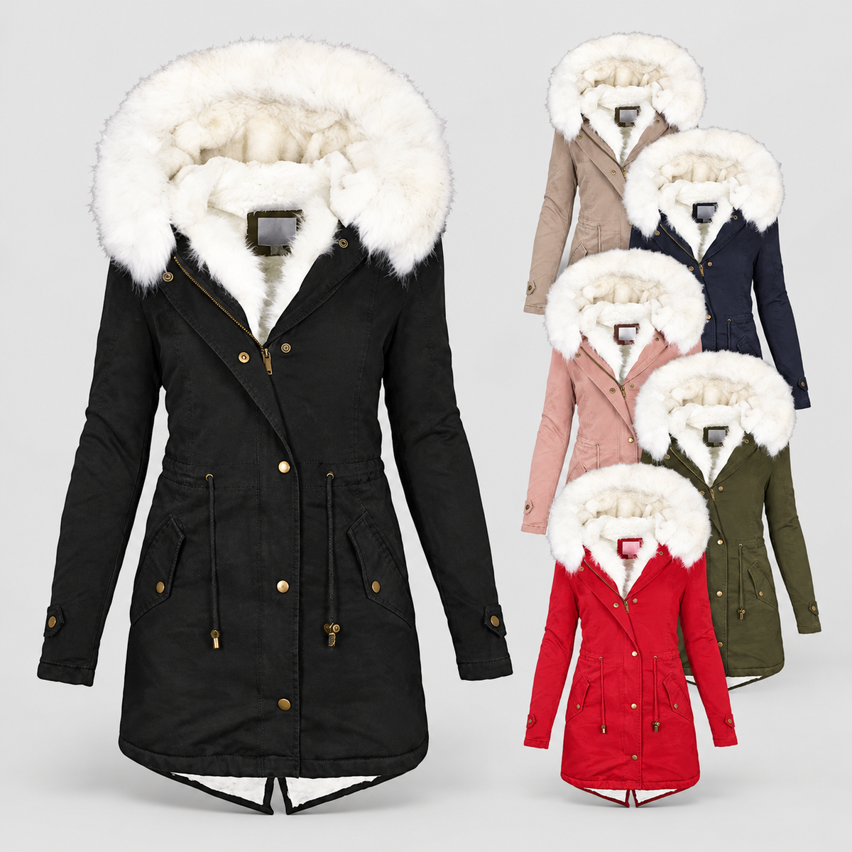 Heloise | Women’s Faux-Fur-Hooded Fleece-Lined Parka Coat — product detail 7