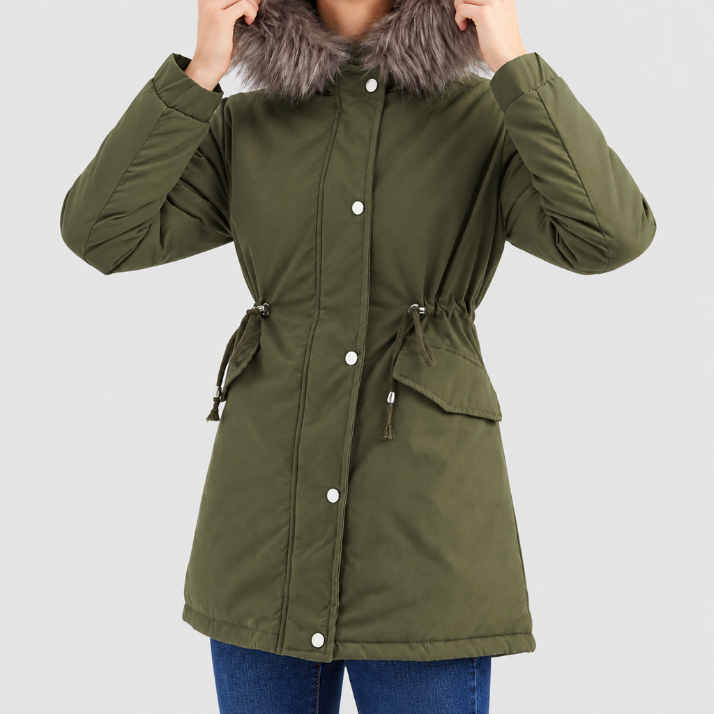 Henrietta-Claire | Women’s Hooded Drawstring-Waist Parka — product detail 1