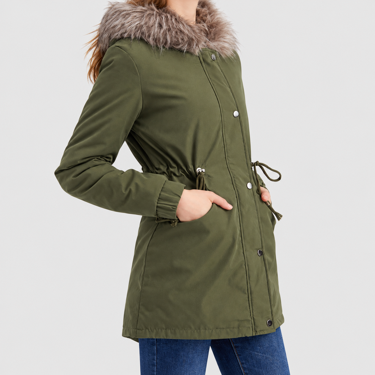 Henrietta-Claire | Women’s Hooded Drawstring-Waist Parka — product detail 2