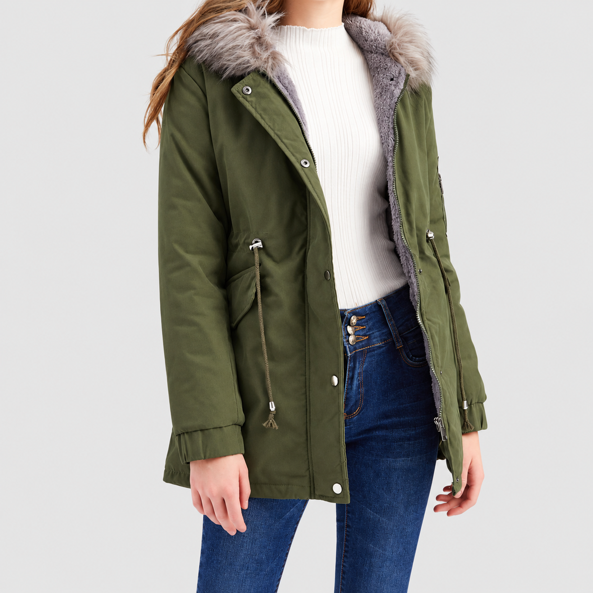 Henrietta-Claire | Women’s Hooded Drawstring-Waist Parka — product detail 4