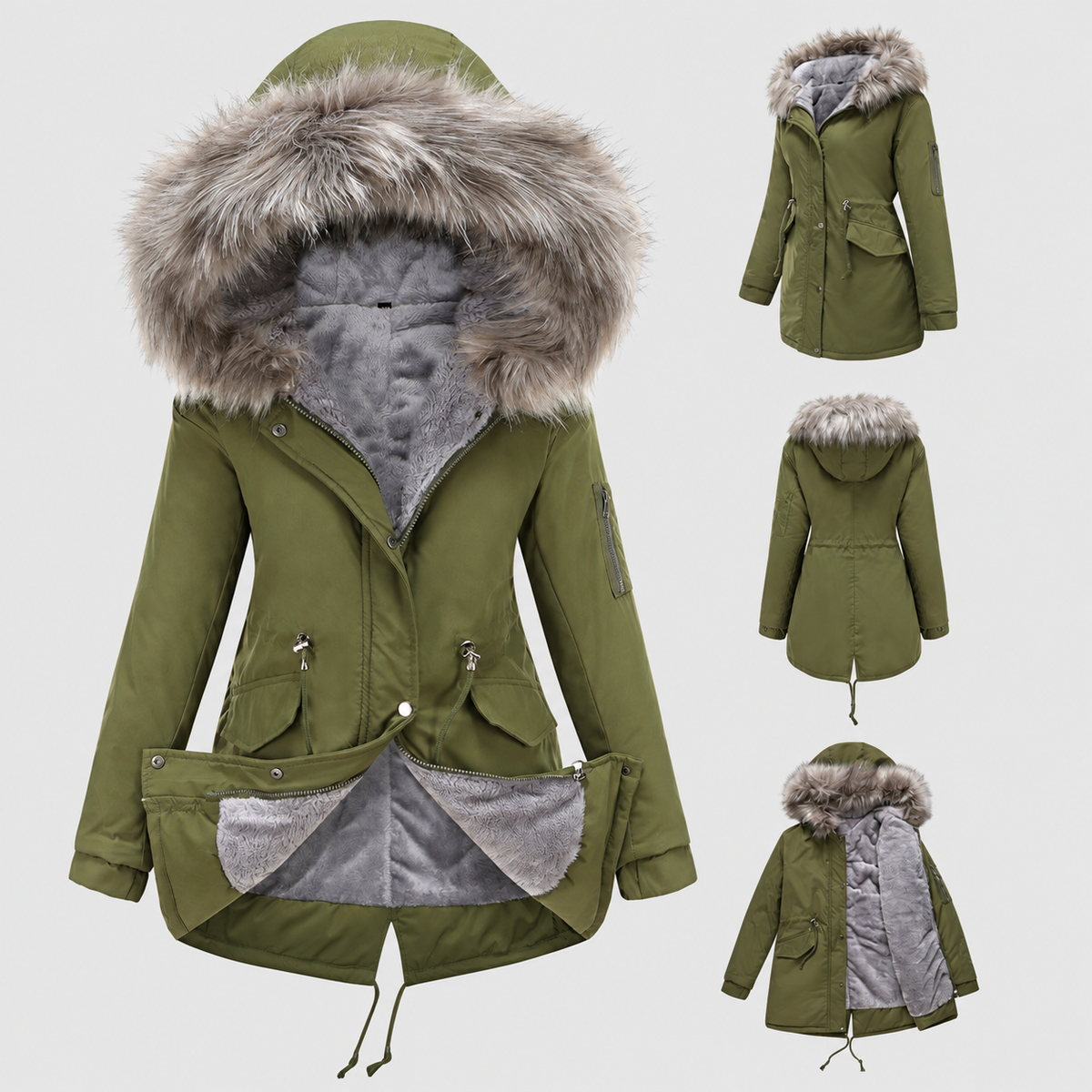 Henrietta-Claire | Women’s Hooded Drawstring-Waist Parka — product detail 9