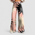 Henrietta | Women’s Pink Abstract-Print Wide-Leg Pants — product detail 1
