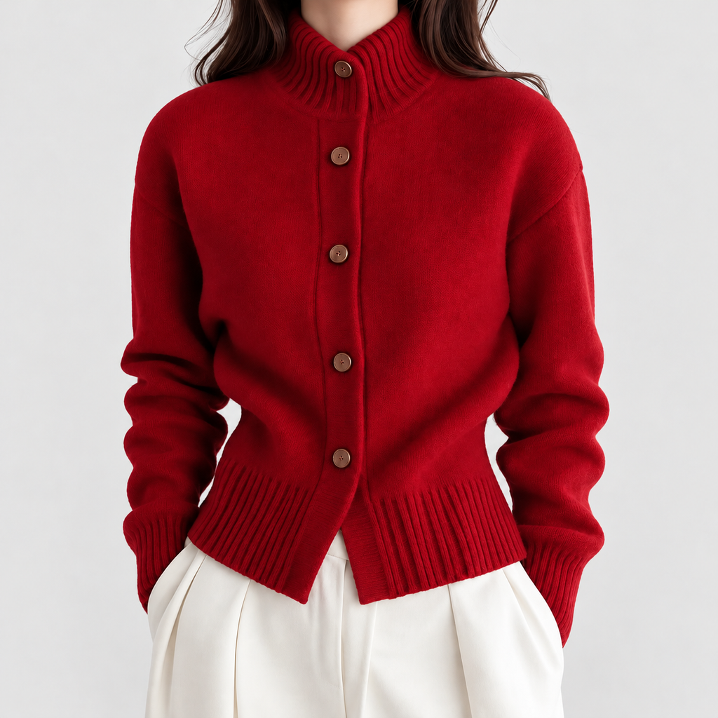 Henriette | Women’s High-Neck Button Cardigan — product detail 2