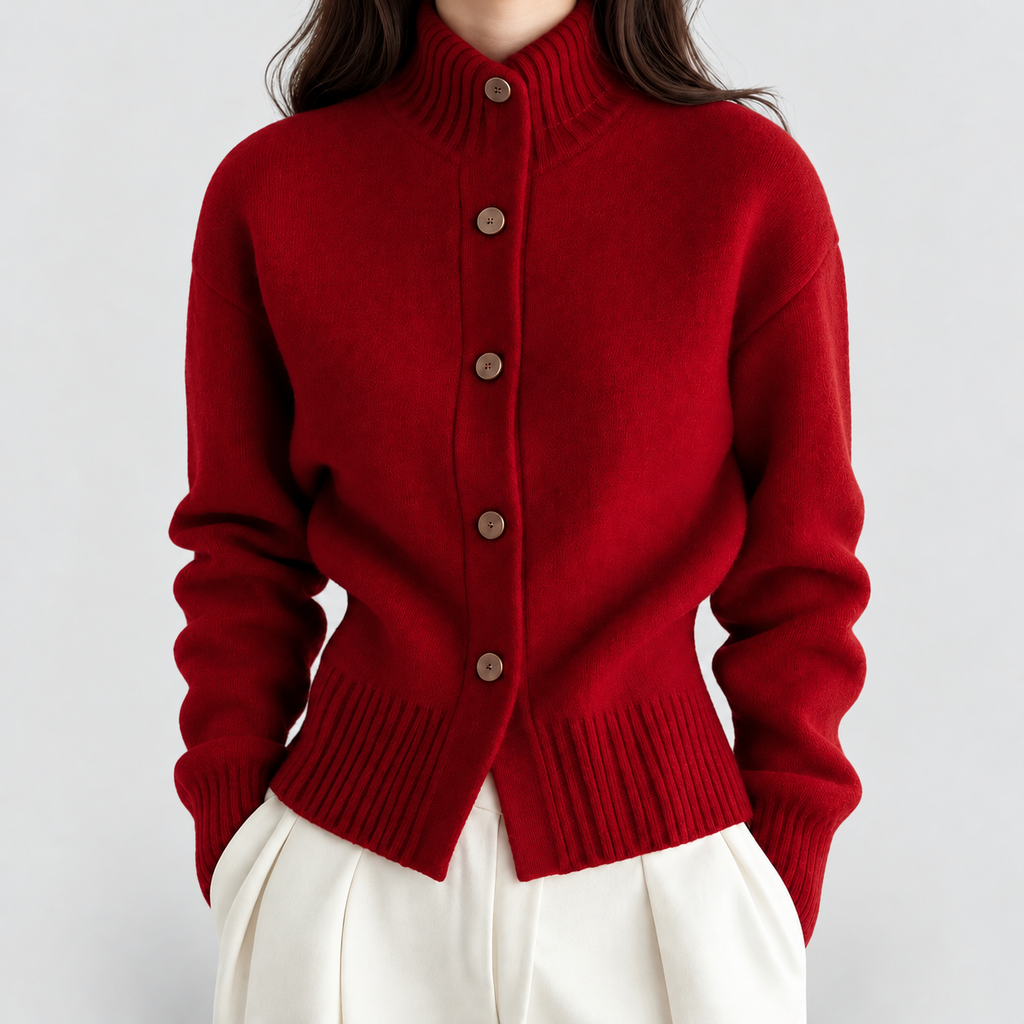 Henriette | Women’s High-Neck Button Cardigan — product detail 3