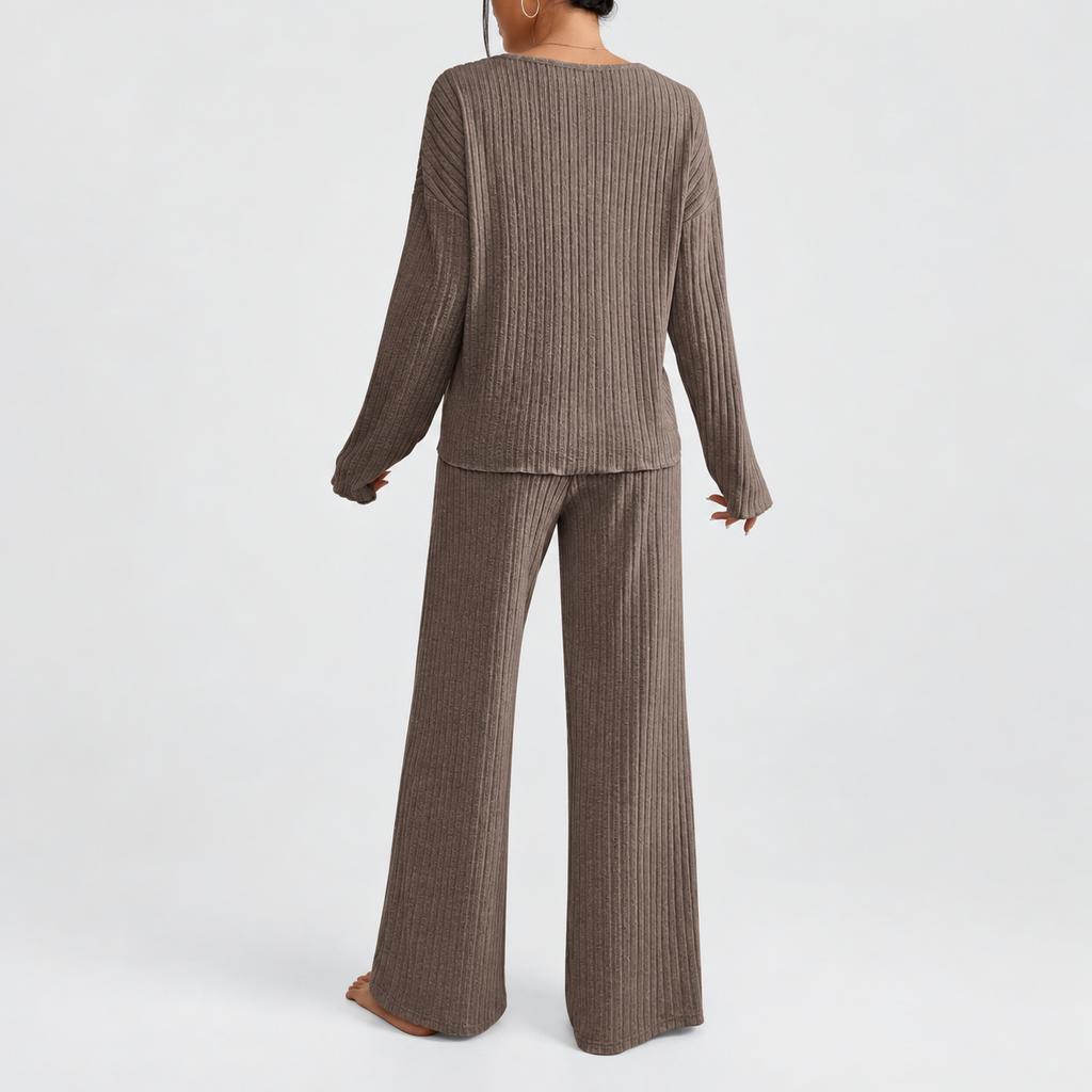 Hollina | Women’s Ribbed Knit Wide-Leg Lounge Set — product detail 5