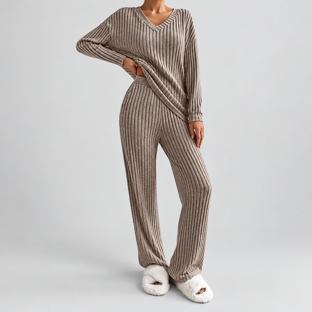 Hollina | Women’s Ribbed Knit Wide-Leg Lounge Set — product detail 7