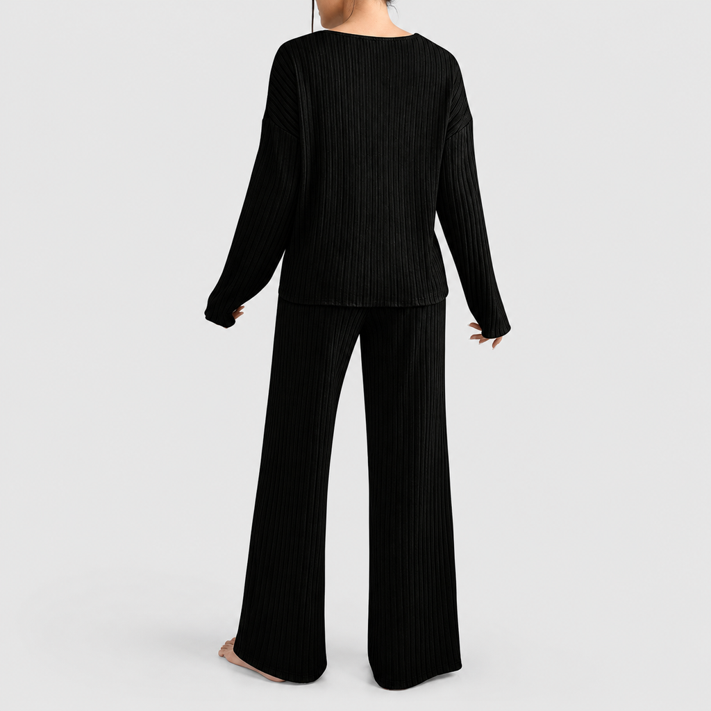Hollina | Women’s Ribbed Knit Wide-Leg Lounge Set — product detail 9