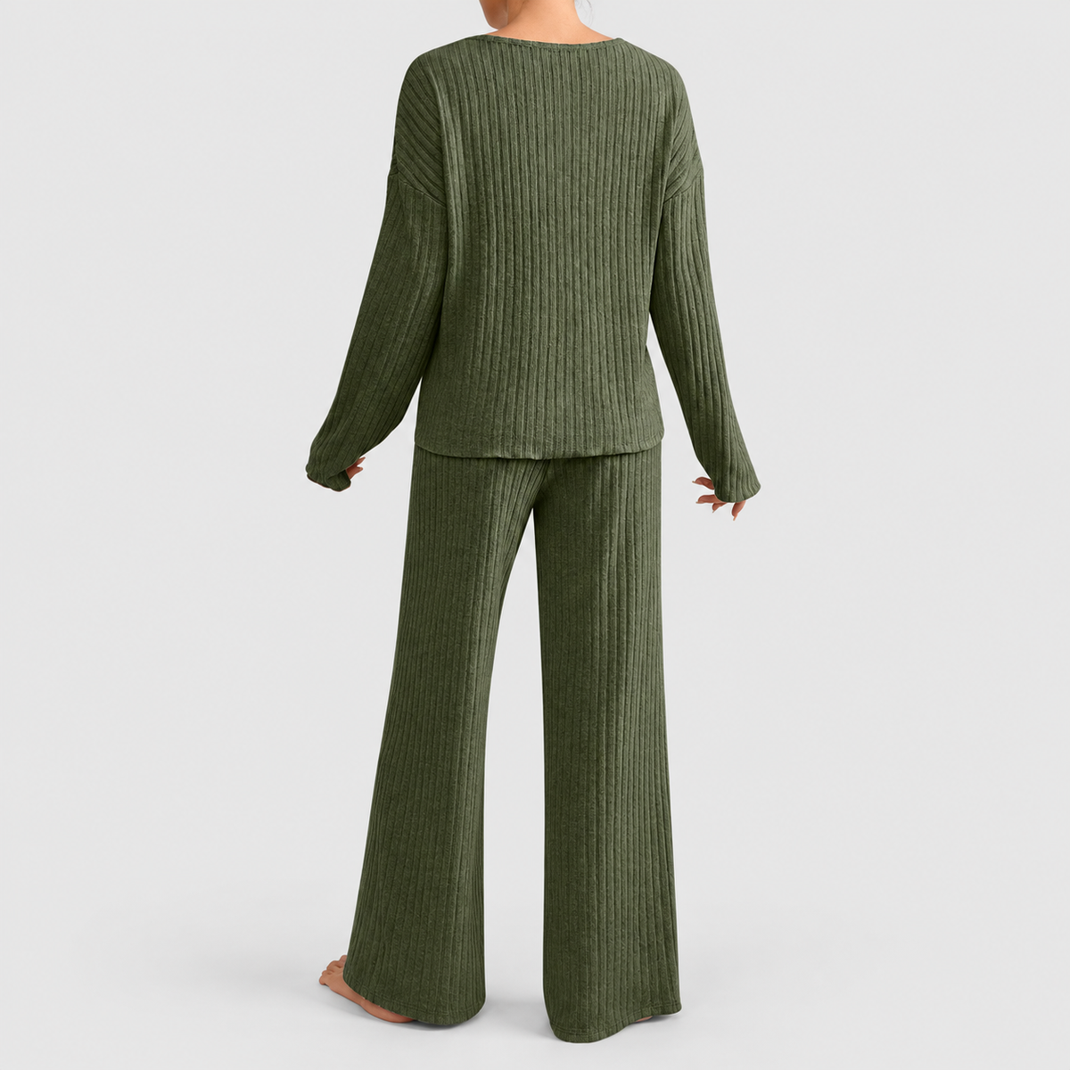 Hollina | Women’s Ribbed Knit Wide-Leg Lounge Set — product detail 16