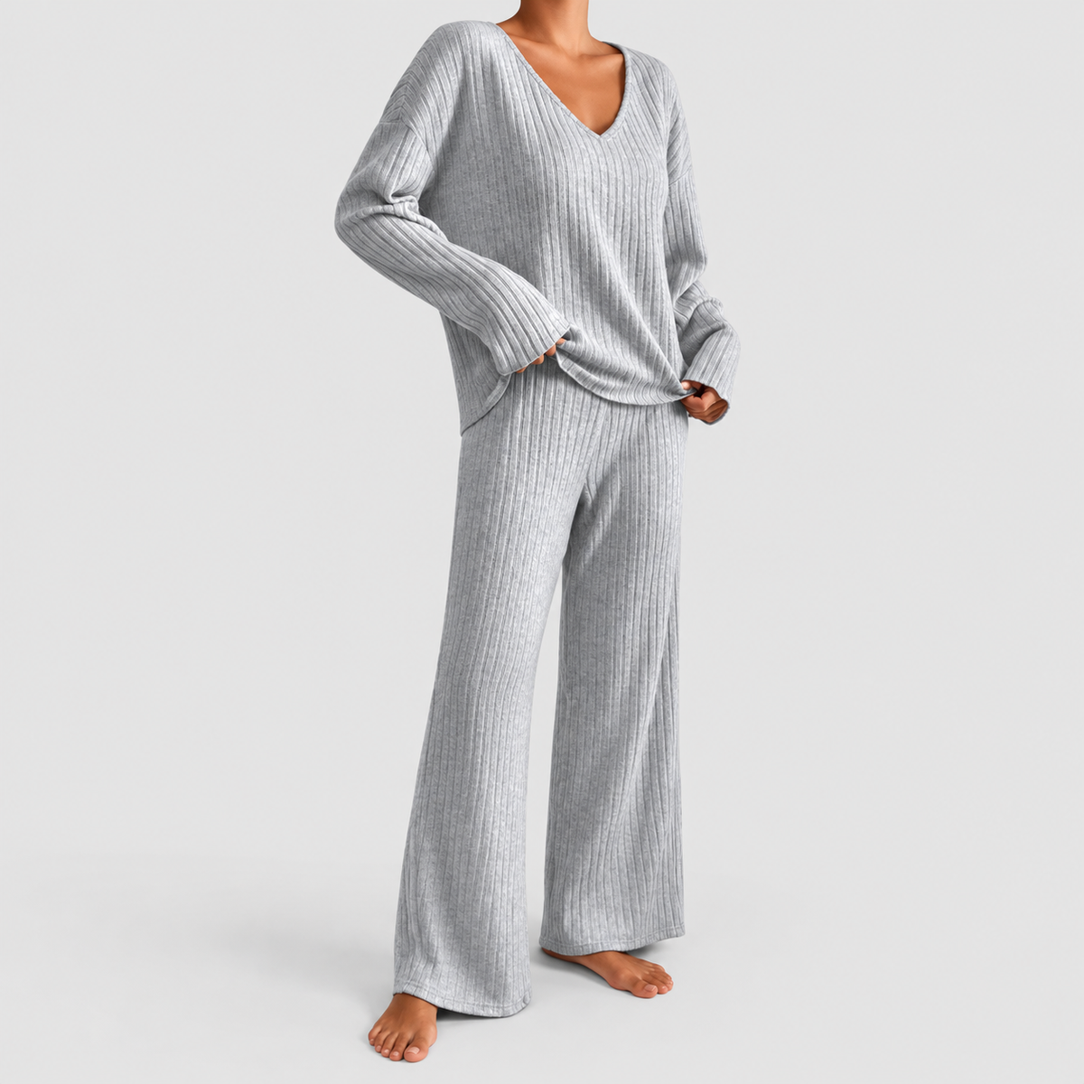 Hollina | Women’s Ribbed Knit Wide-Leg Lounge Set — product detail 25