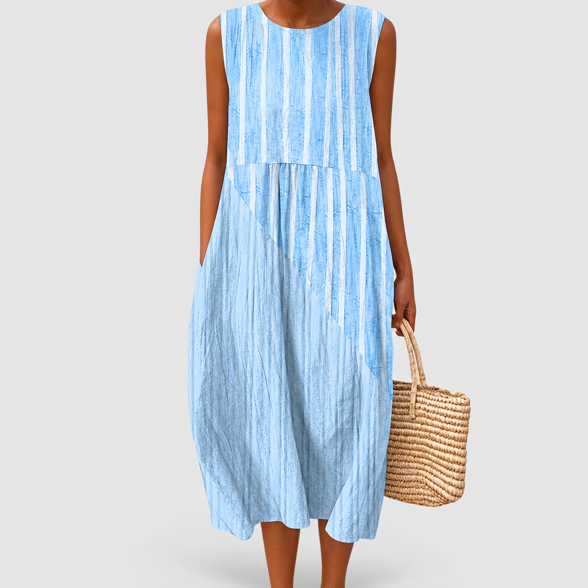 Honora | Women’s Sleeveless Printed Dress — Blue 2