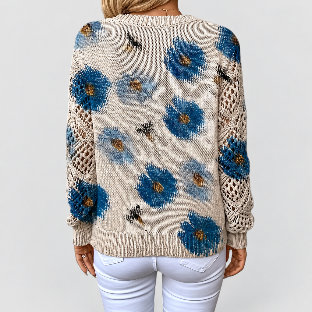Honoria | Women’s V-Neck Floral Long-Sleeve Sweater — product detail 15