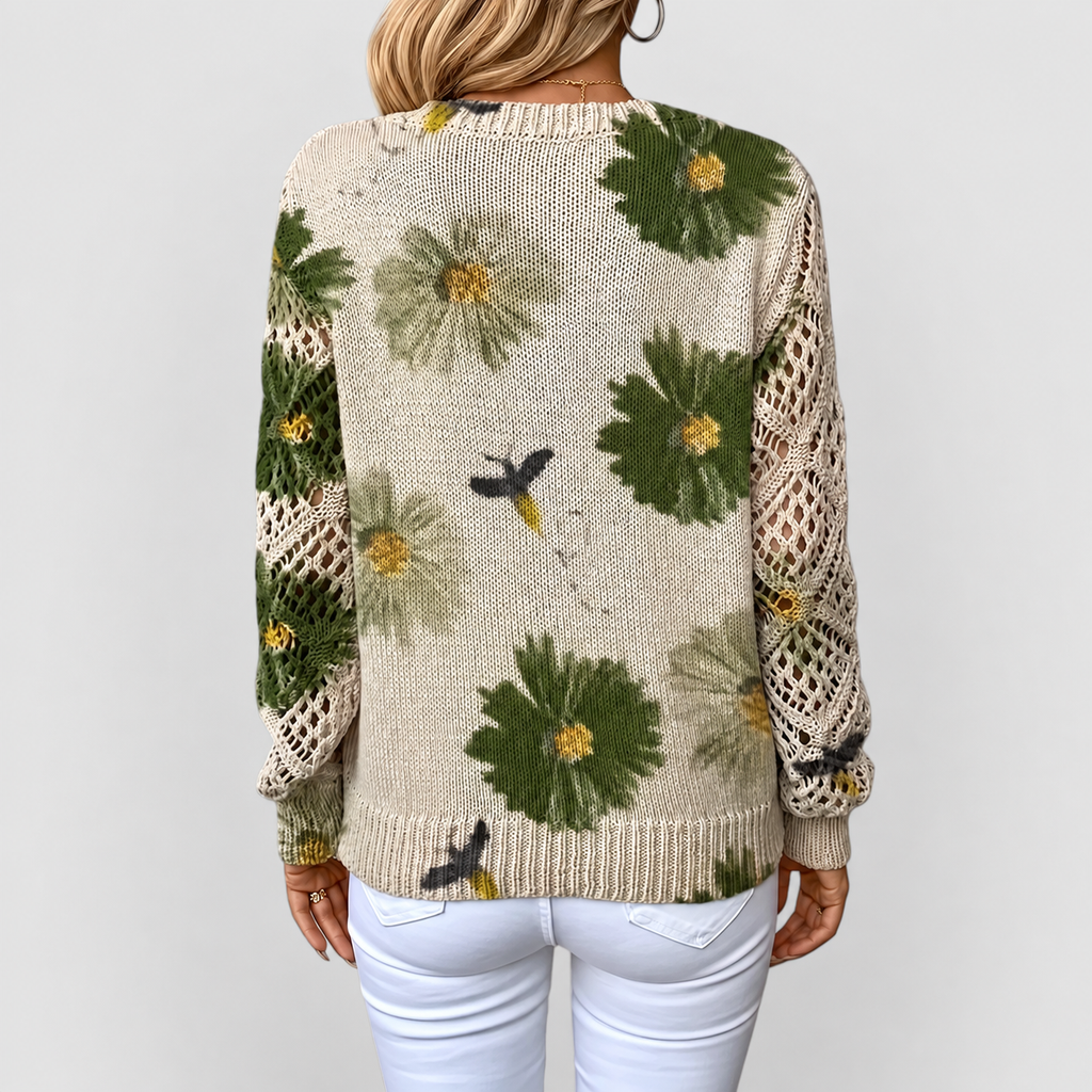 Honoria | Women’s V-Neck Floral Long-Sleeve Sweater — product detail 17
