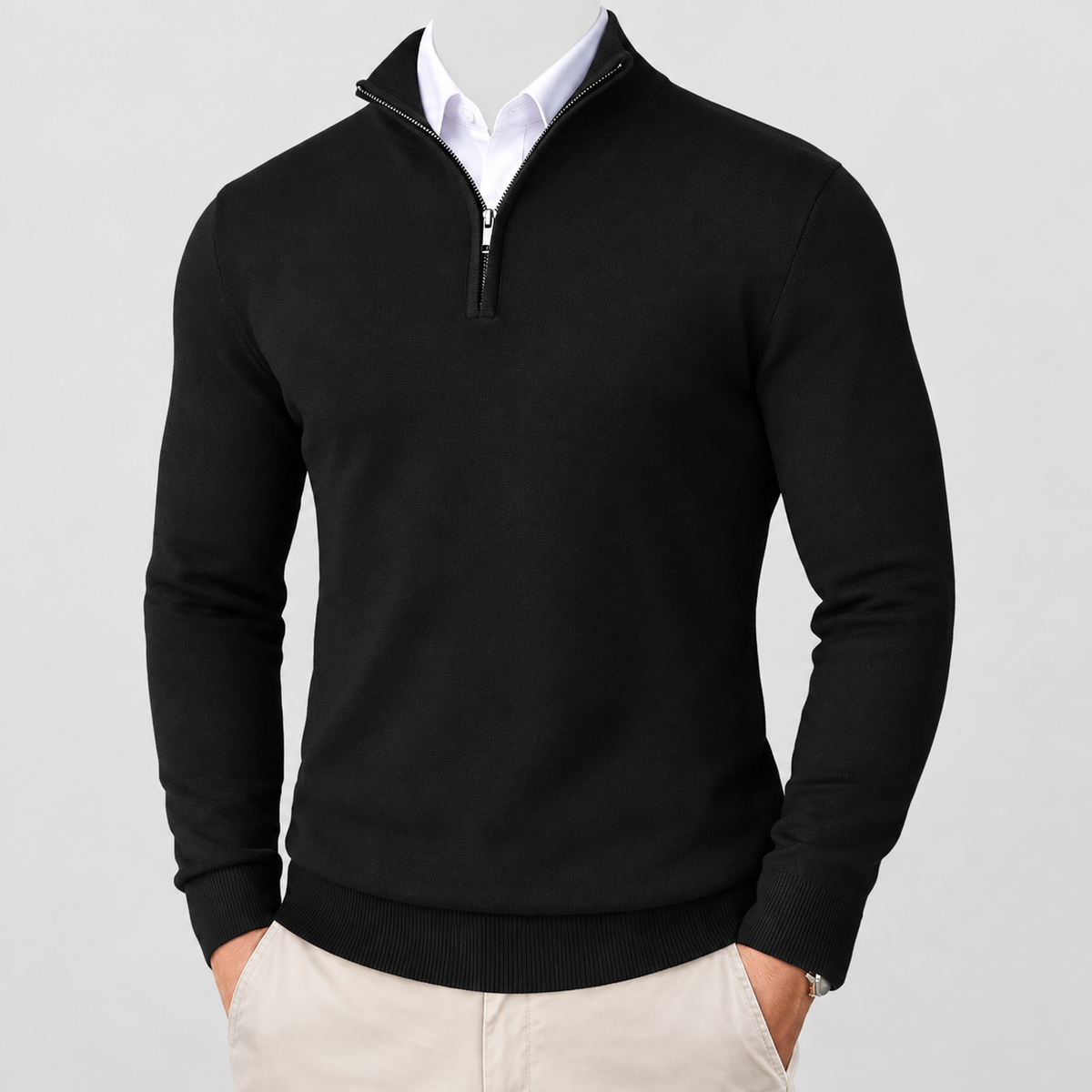 Huxley | Men’s High-Neck Quarter-Zip Knit Sweater — product detail 1