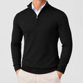 Huxley | Men’s High-Neck Quarter-Zip Knit Sweater — Black